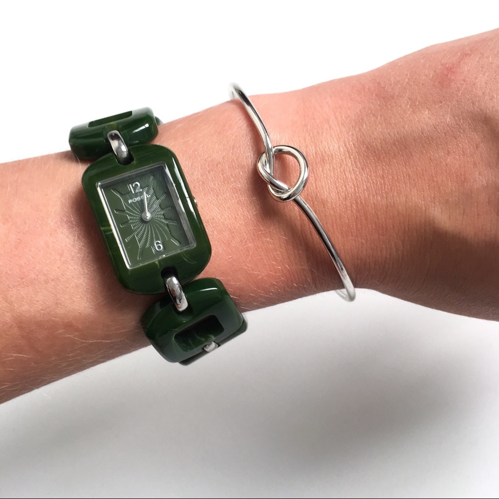 Fossil green resin stainless steel wrist watch